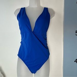 Pink‎ Lily Blue 1PC Swimsuit Large
